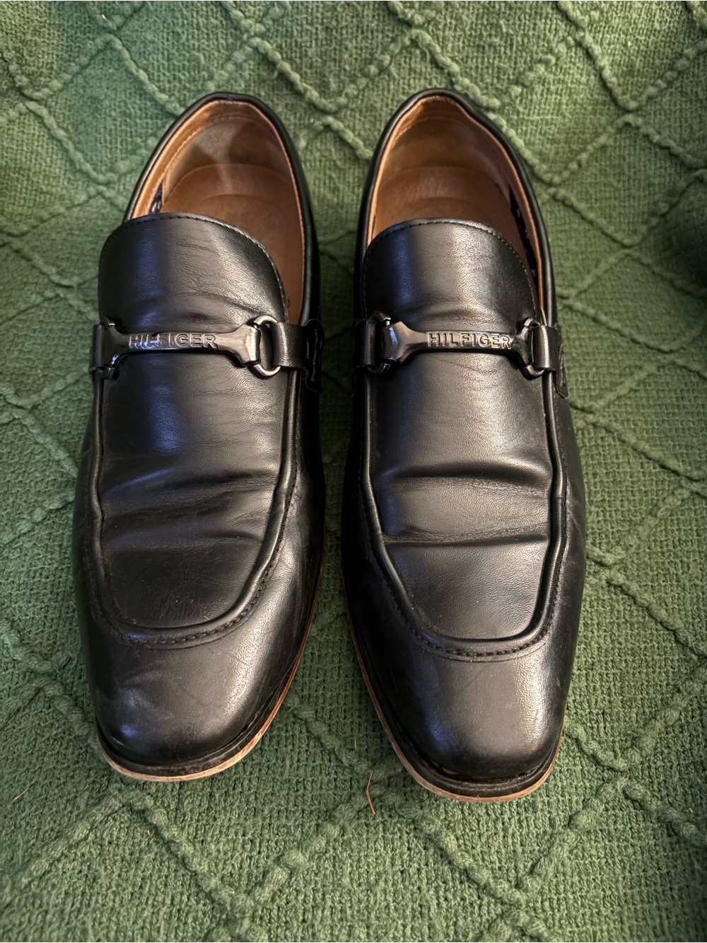 Tommy Hilfiger Black Leather Bit Slip-On Loafers